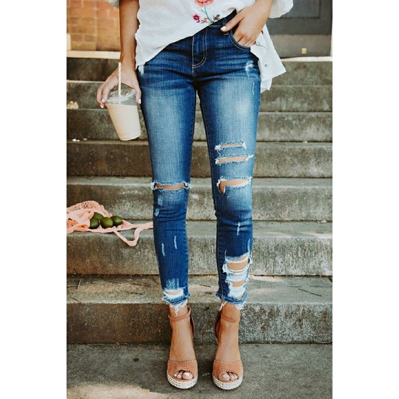 Plus Size Distressed Jeans π©· LIVE show item - Picture 3 of 5